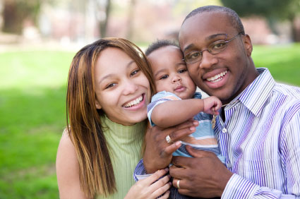 Photo of African-American mother, baby, and father