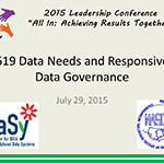 See presentation on 619 Data Needs and Responsive Data Governance