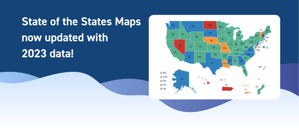 Explore state maps showing the national status of high-quality IDEA early childhood data systems for Part C and Part B.